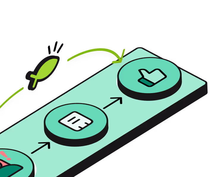 Illustration of a confused user staring at a static help-center article.