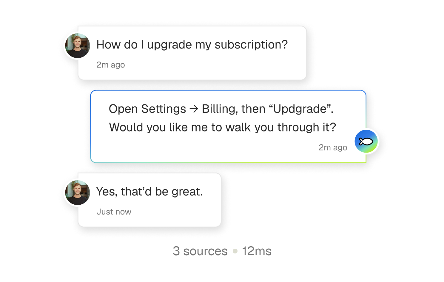 Brainfish distribution agent answering a subscription upgrade question